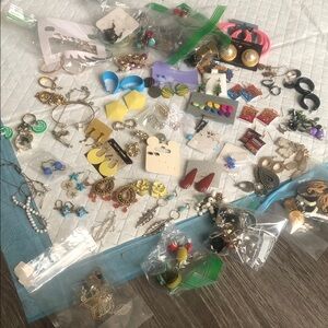 Assorted Fashion Earrings & Jewelry Lot - Multicolor